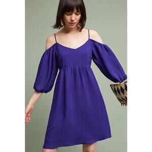 NWT Anthropologie Moulinette Soeurs Royal Blue Cold Shoulder Dress XS